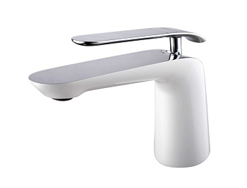 Смеситель LM4906CW для умывальника "Меланж" монолитный, хром/белый LEMARK